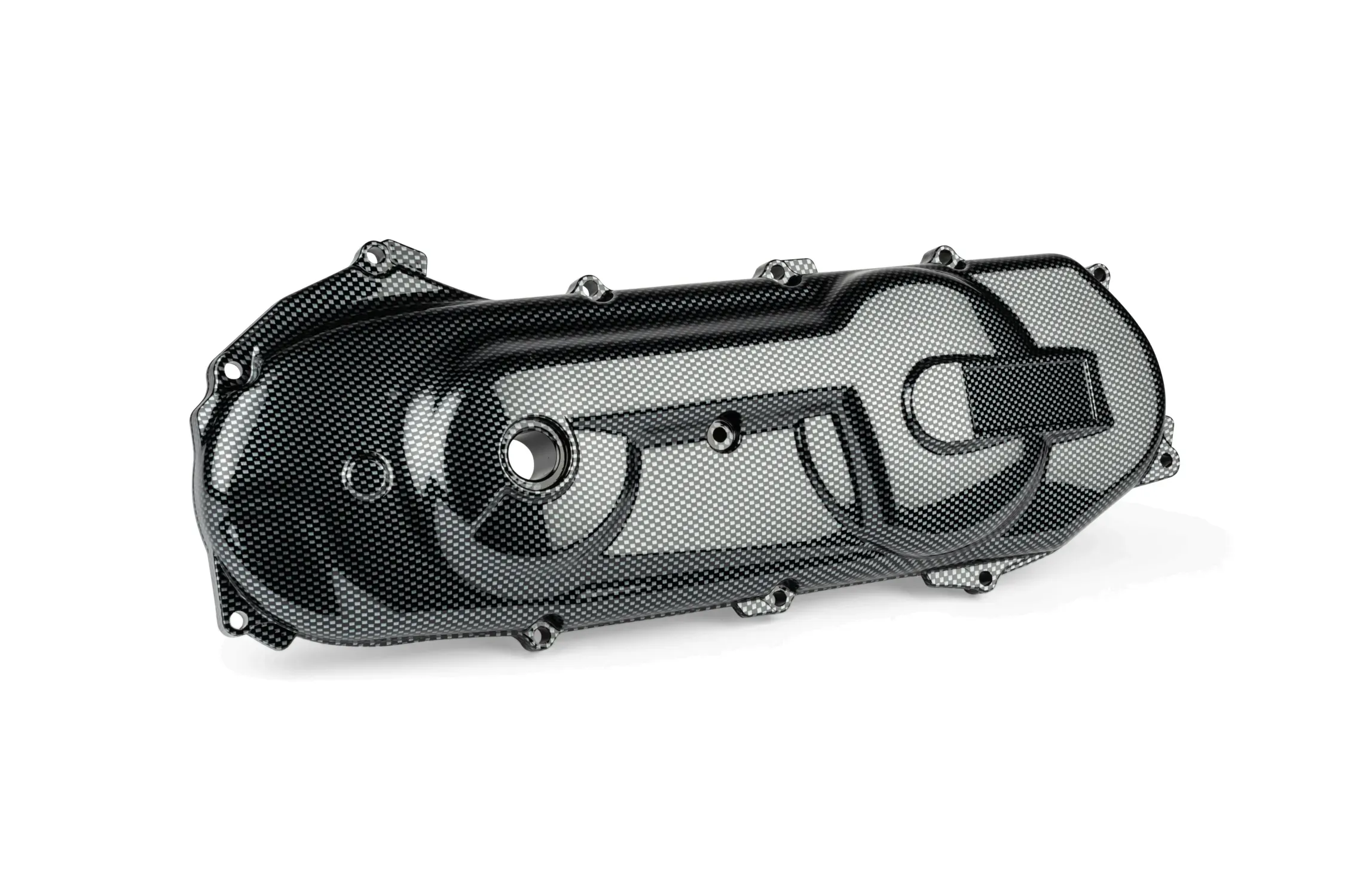 Carter variateur look carbone STR8 pour MBK Nitro sous un autre angle