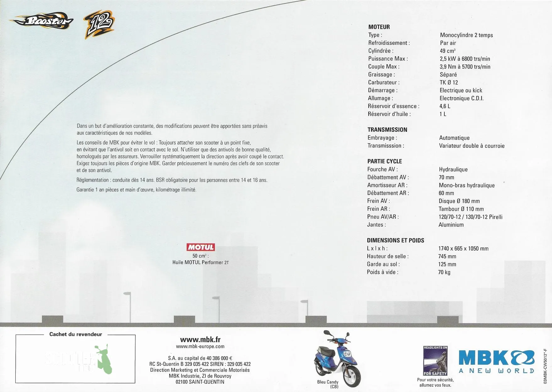 MBK Booster Spirit 12 2003 – Brochure