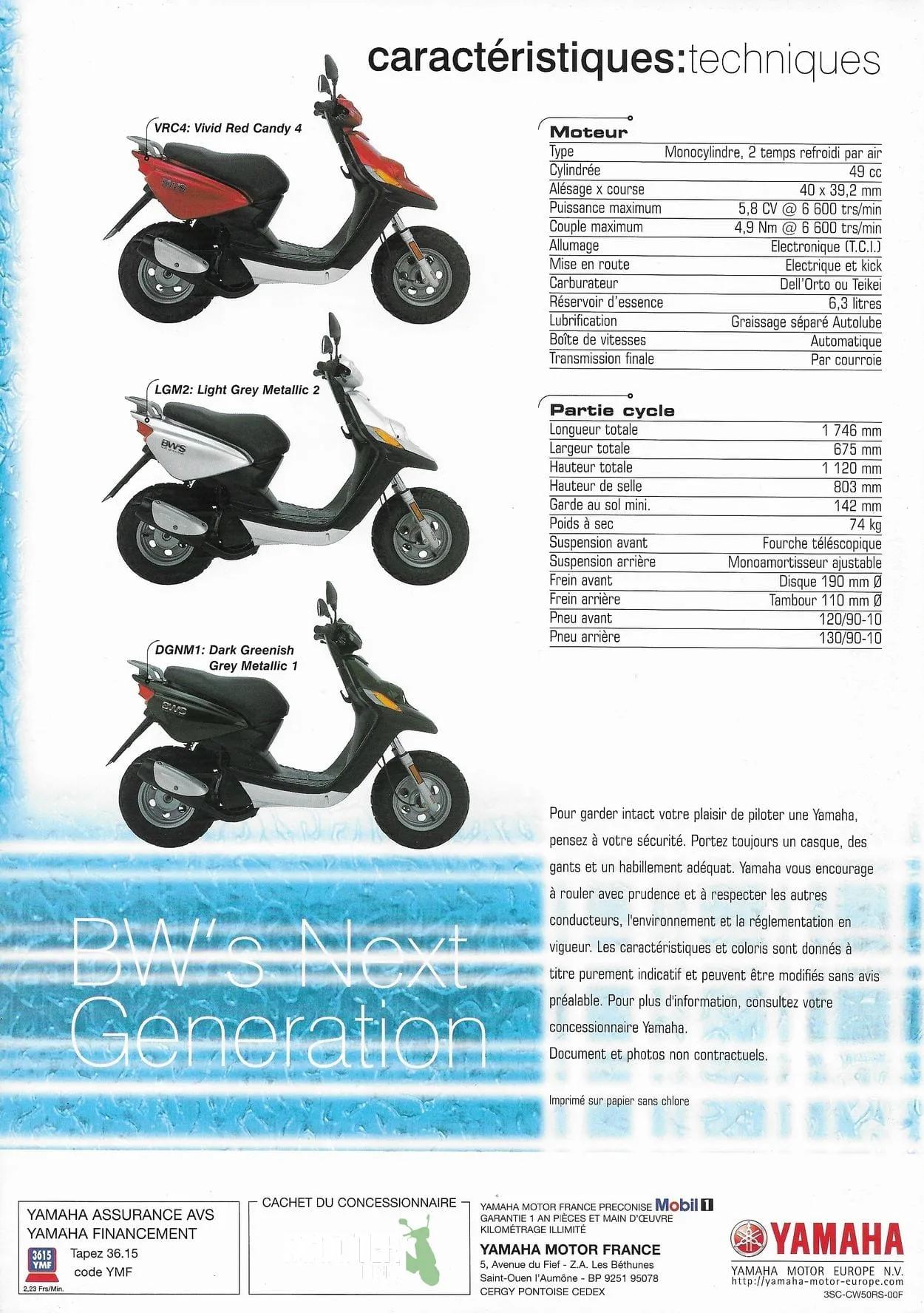 Yamaha BW’S Next Generation de 2000 – Brochure