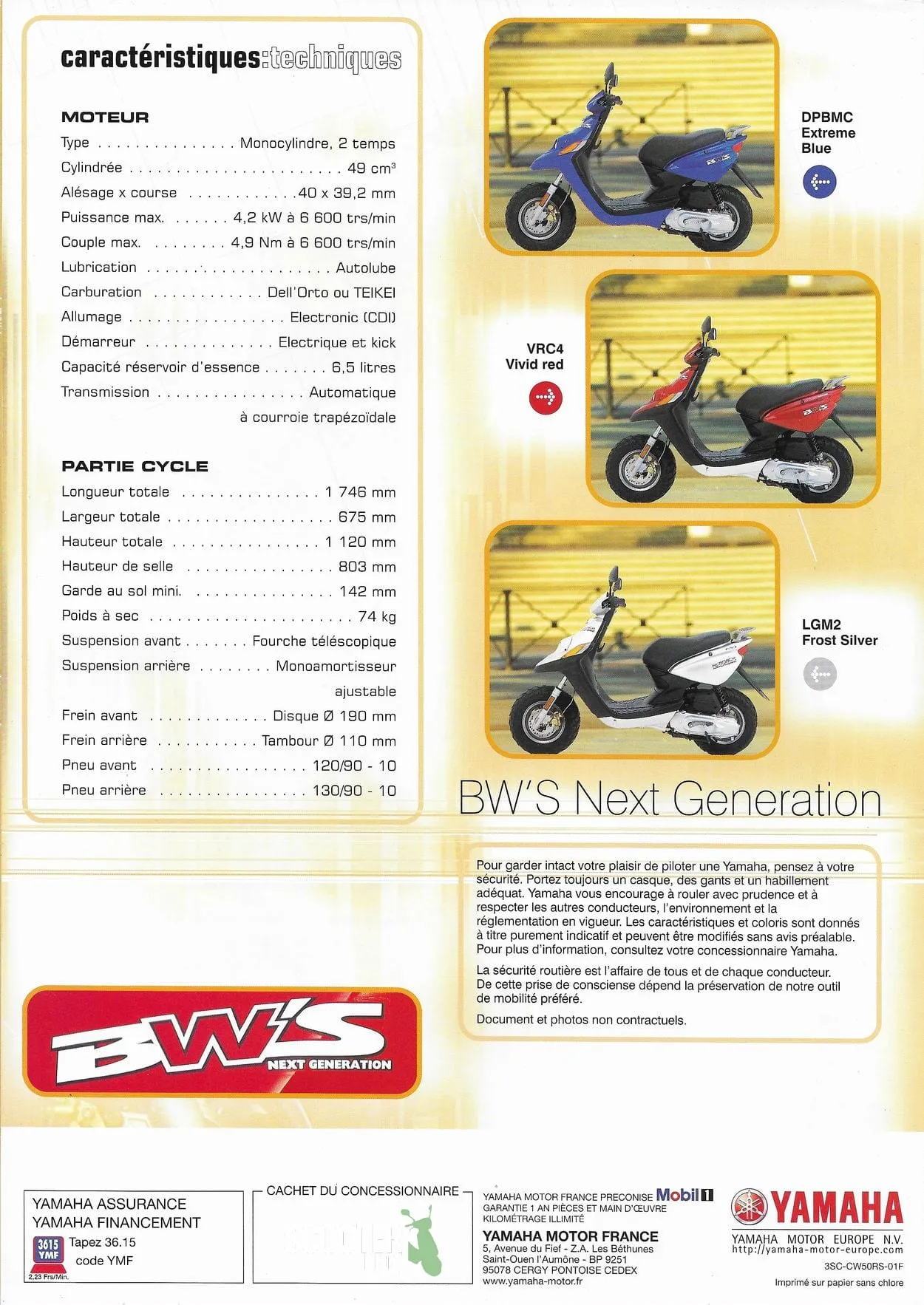 Yamaha BW’S Next Generation de 2001 – Brochure