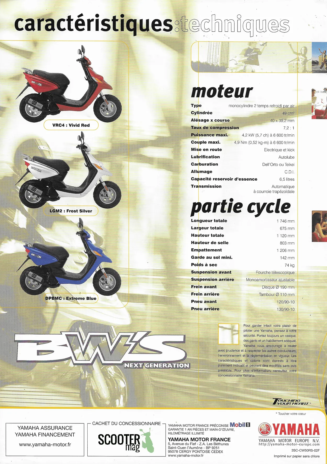 Yamaha BW’S Next Generation de 2002 – Brochure