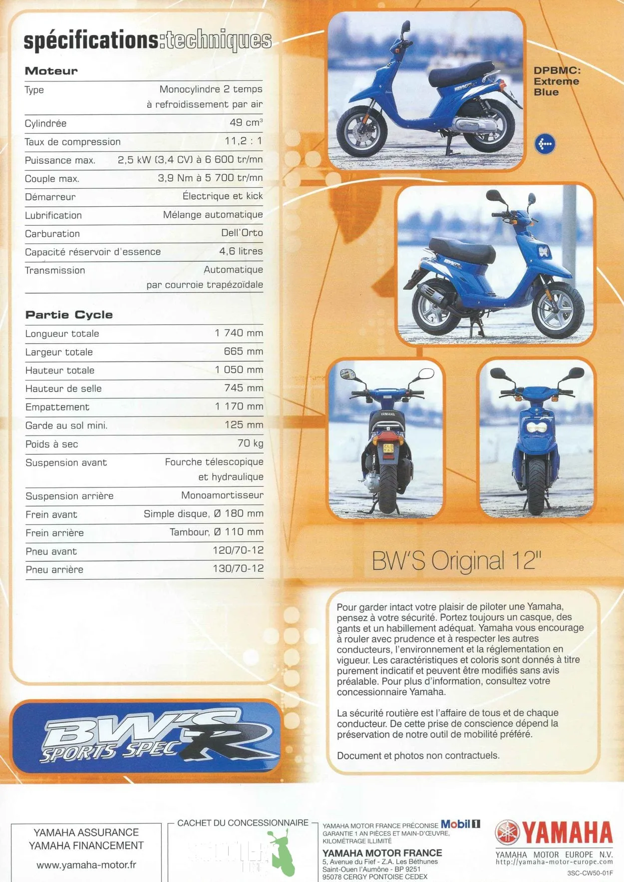 Yamaha BW’S Original 12 de 2001 – Brochure