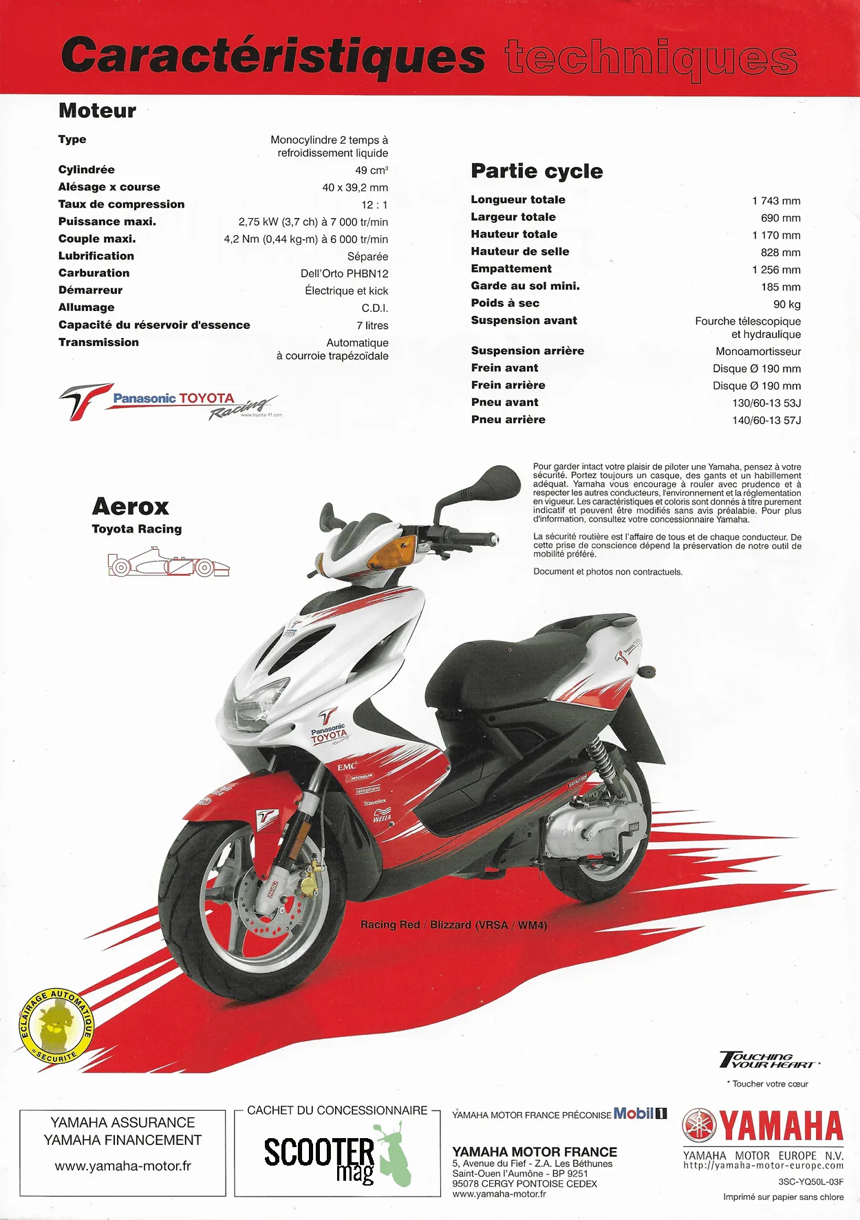 Yamaha Aerox R Toyota Racing de 2003 – Brochure
