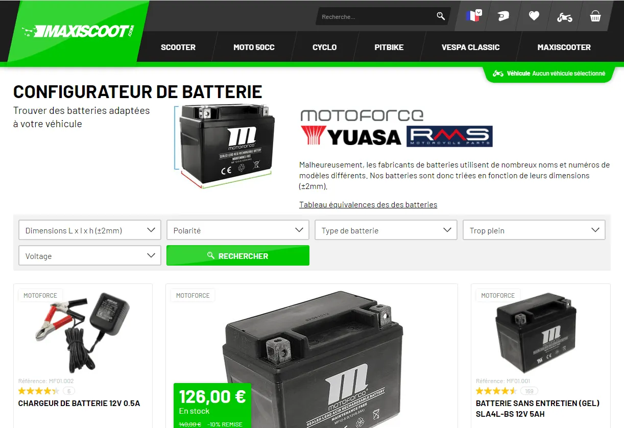 Trouvez votre batterie en quelques clics grâce au configurateur Maxiscoot !