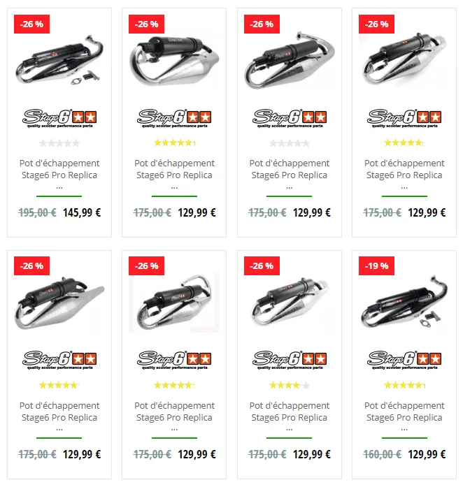 Les pots Stage6 Pro Replica à -25 % sur Maxiscoot