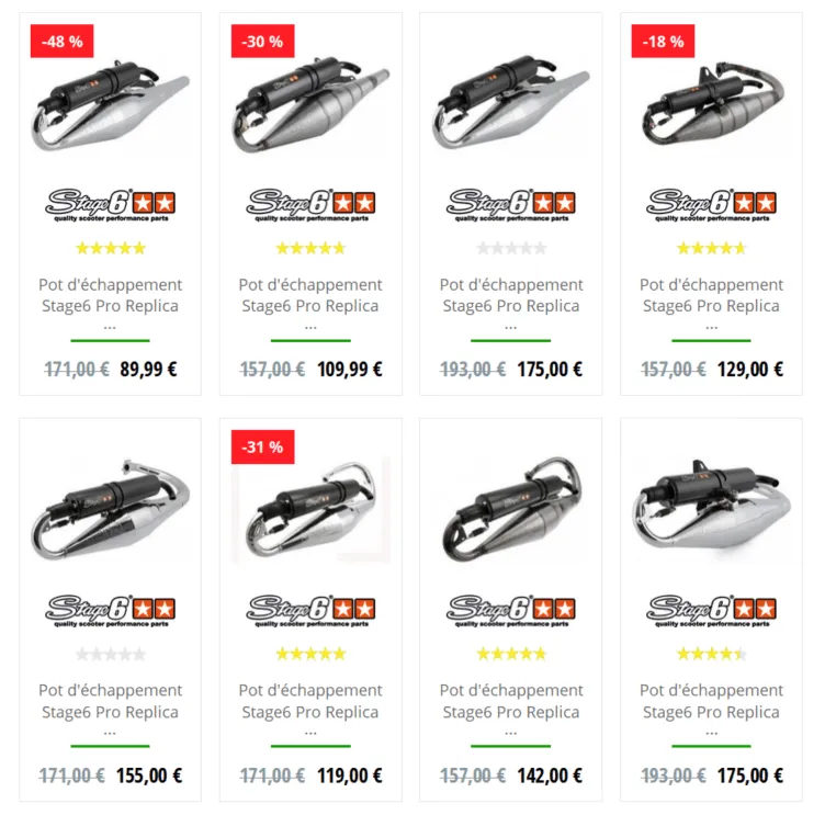 Les pots Stage6 Pro Replica en promo chez Maxiscoot