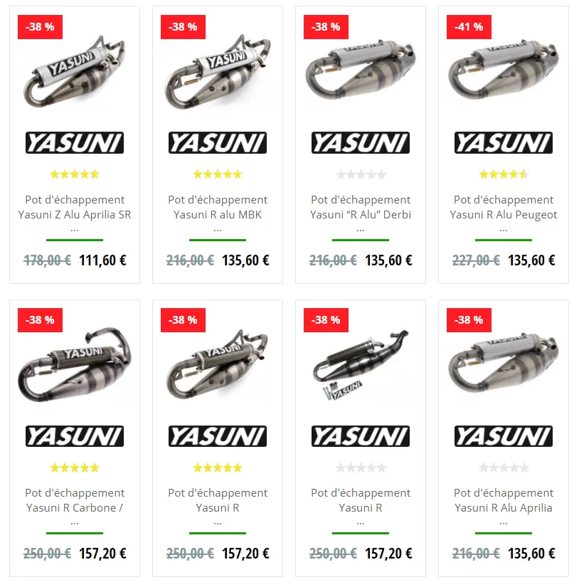 Les pots Yasuni Z et R en promo chez Maxiscoot
